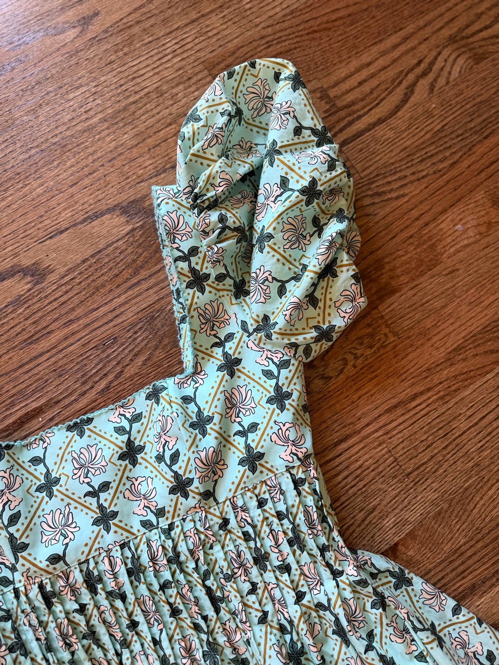 Agua Bendita Mint Floral Puff Sleeve Mini Dress - Picture 3 of 7